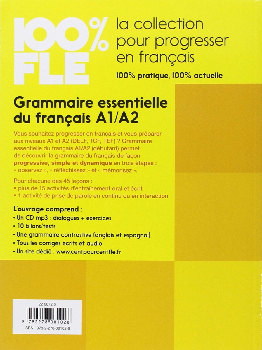 Grammaire essentielle du français niv. A2 + CD 100% FLE  
