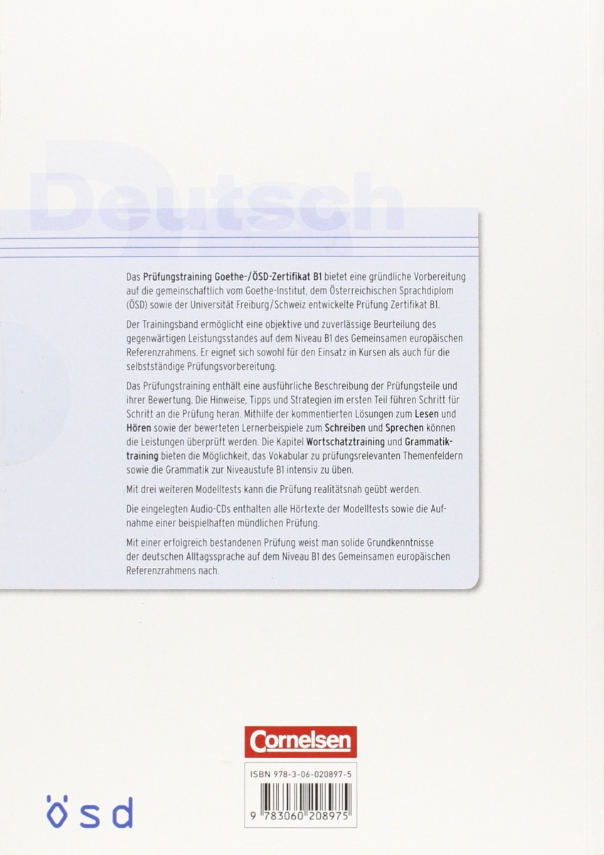 Prufungstraining Daf: Goethe-/Osd-Zertifikat B1 Mit Audio-Cds