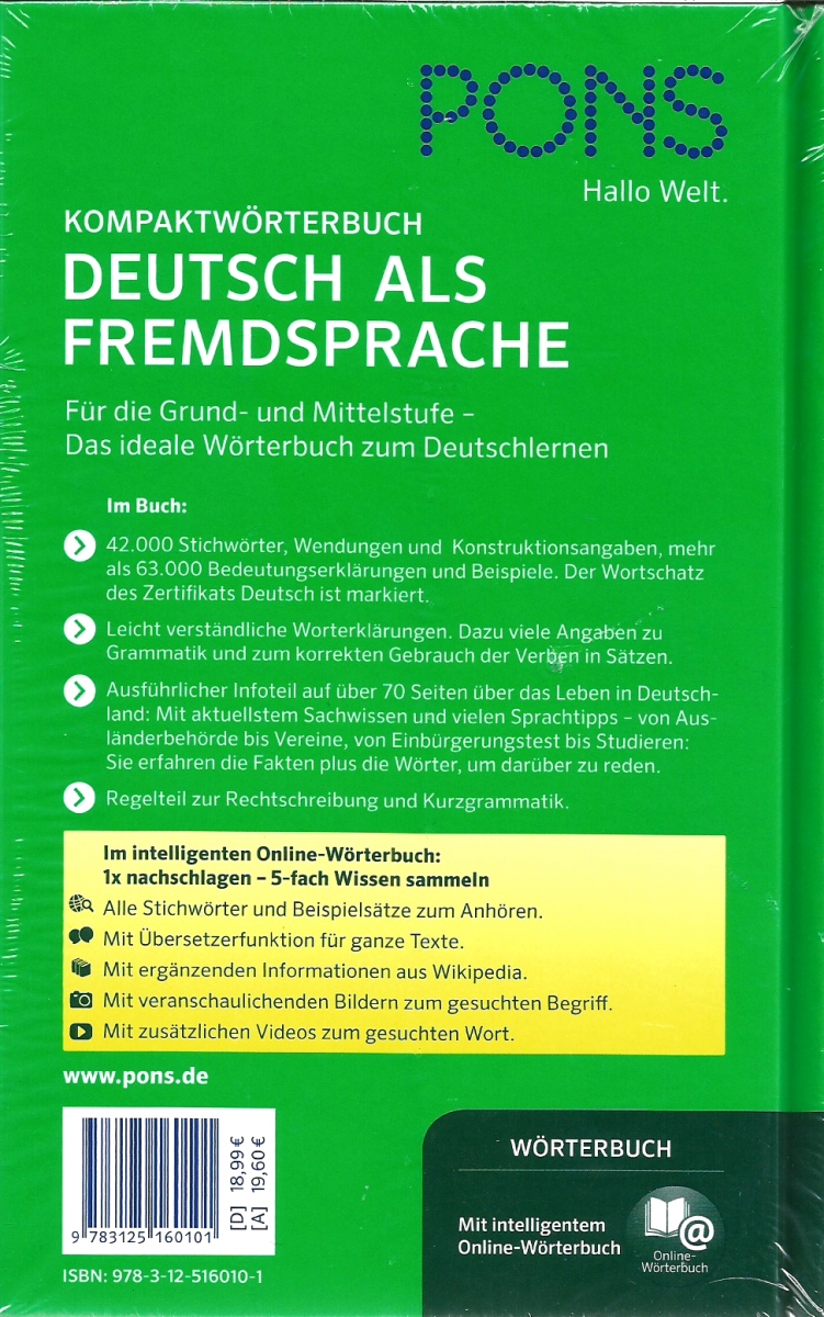 PONS KOMPAKTWÖRTERBUCH DEUTSCH ALS FREMDSPRACHE