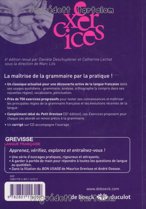 Exercices de grammaire francaise et corrigé - grevisse 