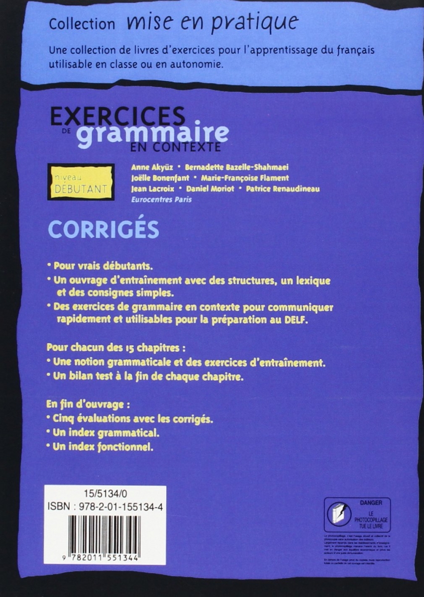 exercises du grammaire en contexte - Debutant 