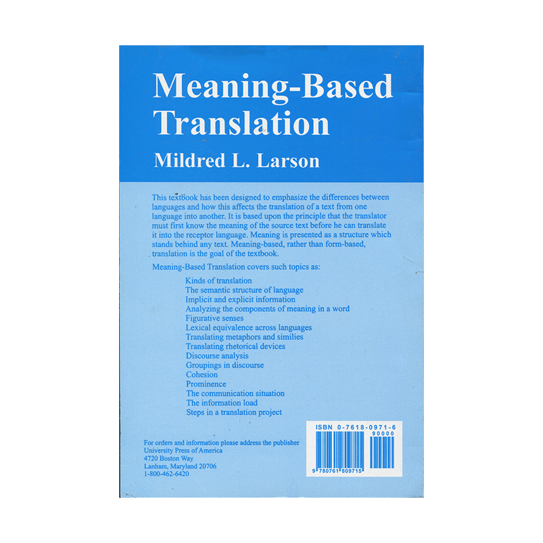 Meaning based Translation 2nd Edition 