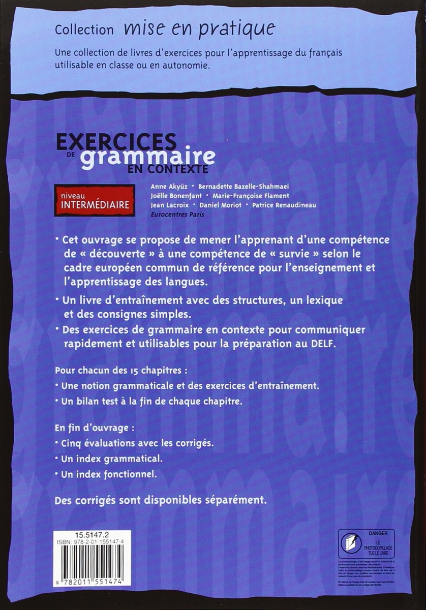 exercises du grammaire en contexte - Intermediaire 