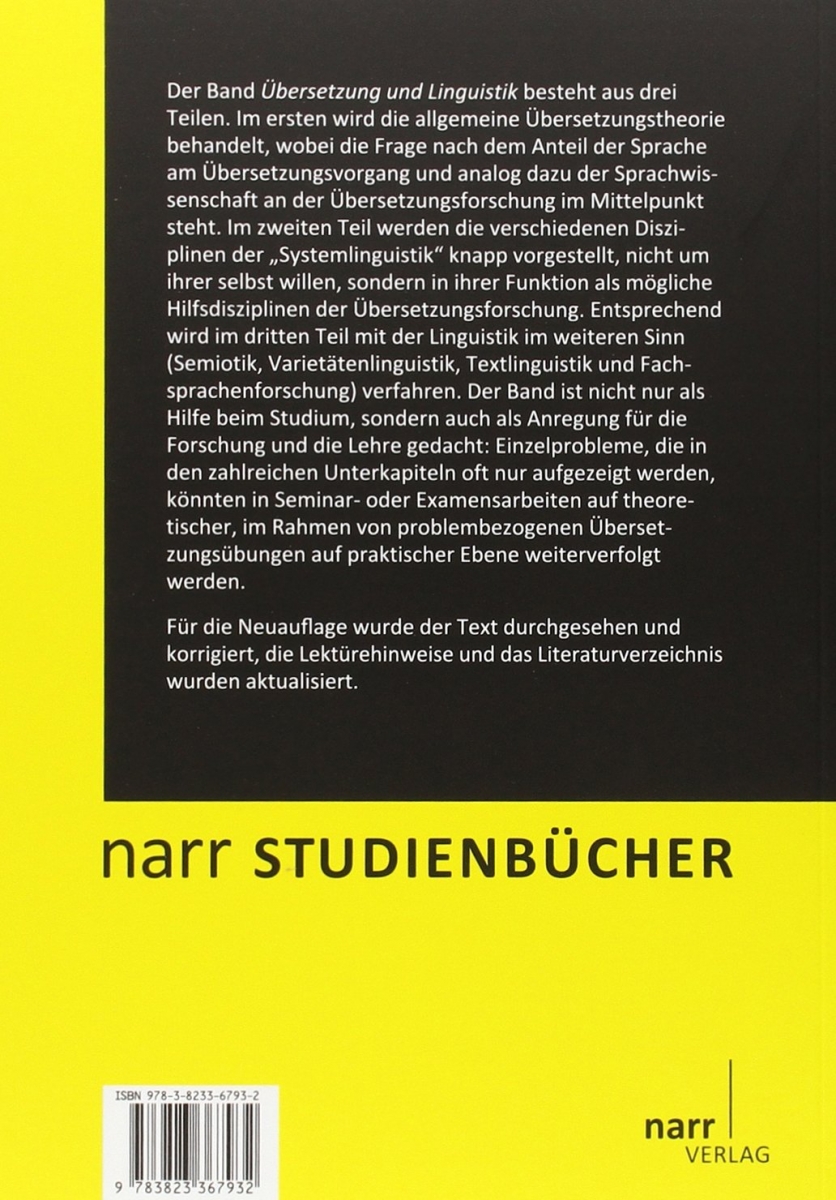 Übersetzung und Linguistik: Grundlagen der Übersetzungsforschung