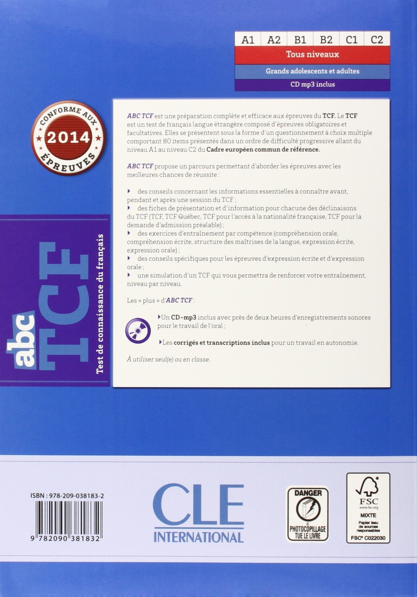  ABC TCF - Conforme epreuve 2014 - Livre + CD