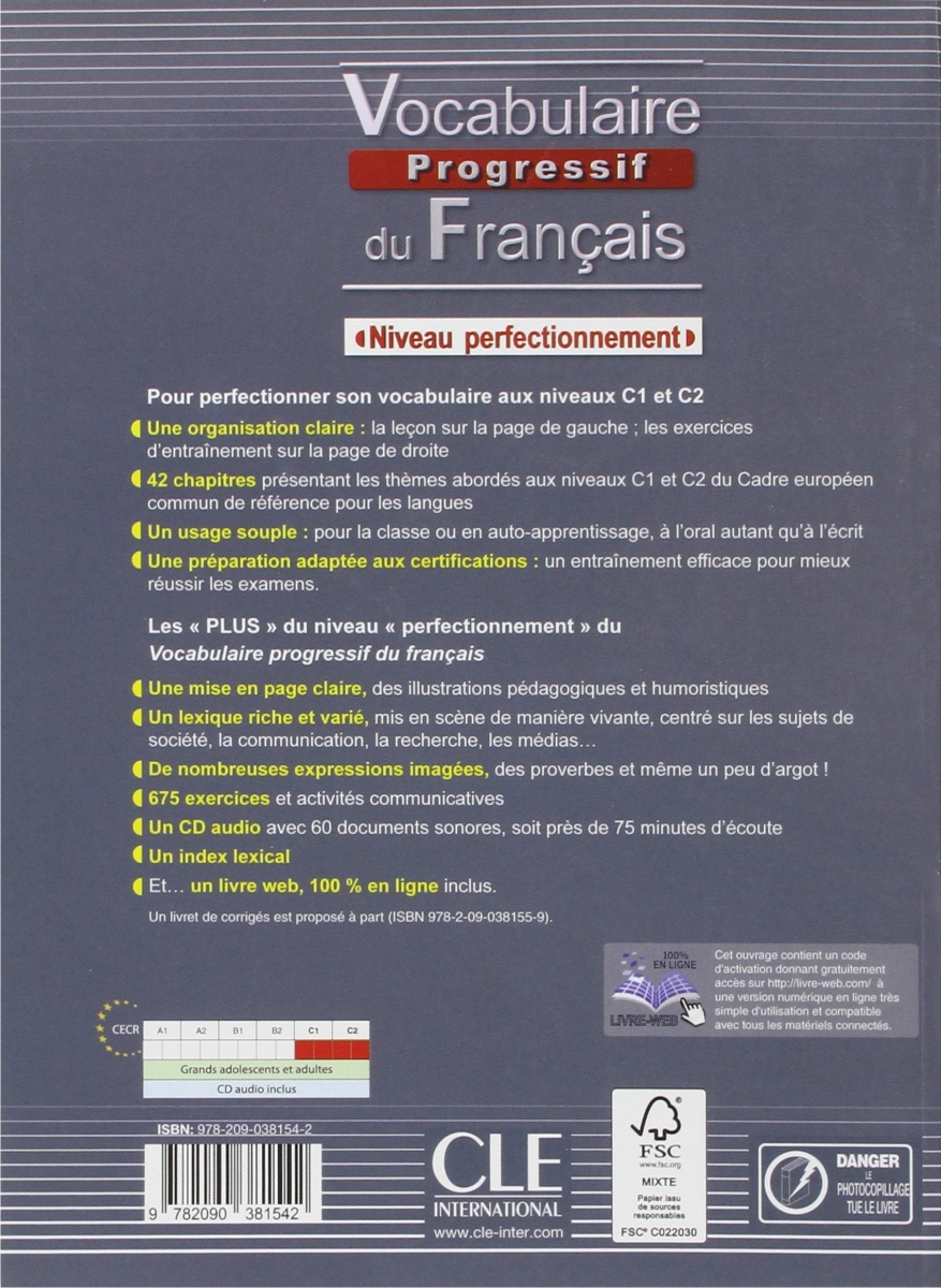 Vocabulaire progressif français - perfectionnement + CD 