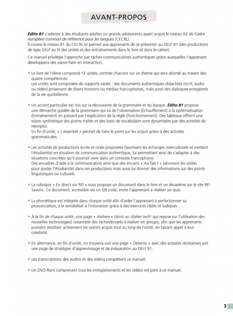 Edito niv.B1 - Livre + Cahier  2022 جدید 