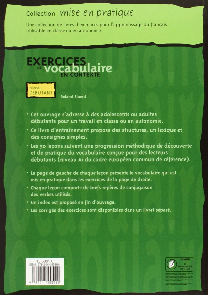 Exercices de Vocabulaire en context - Debutant