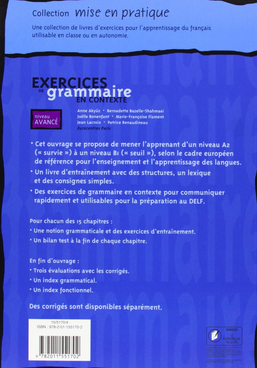 exercises du grammaire en contexte - Avance 