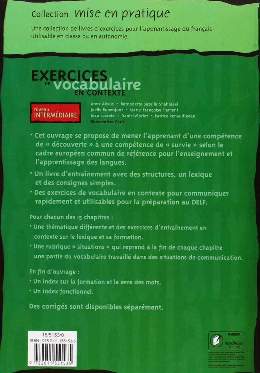 Exercices de Vocabulaire en context - Intermediaire