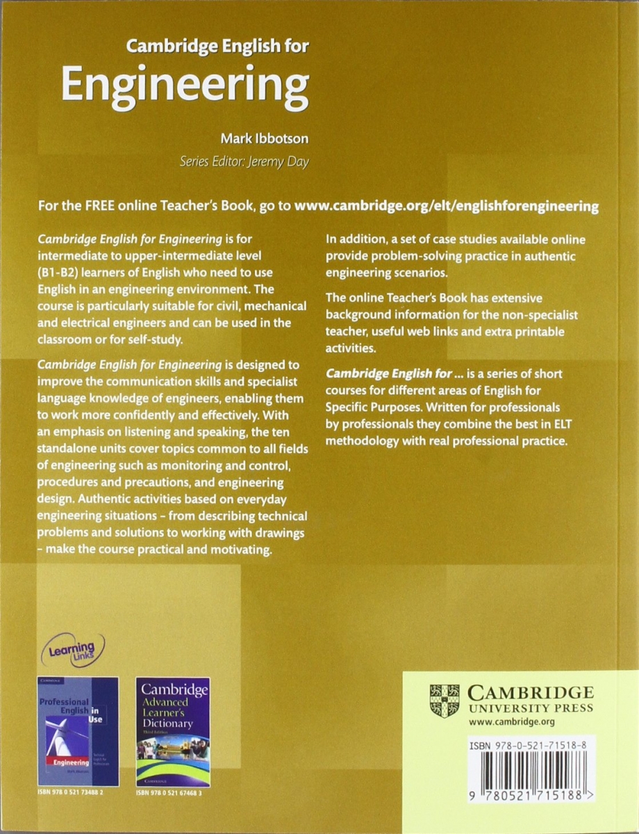 Cambridge English for Engineering Students Book with CD