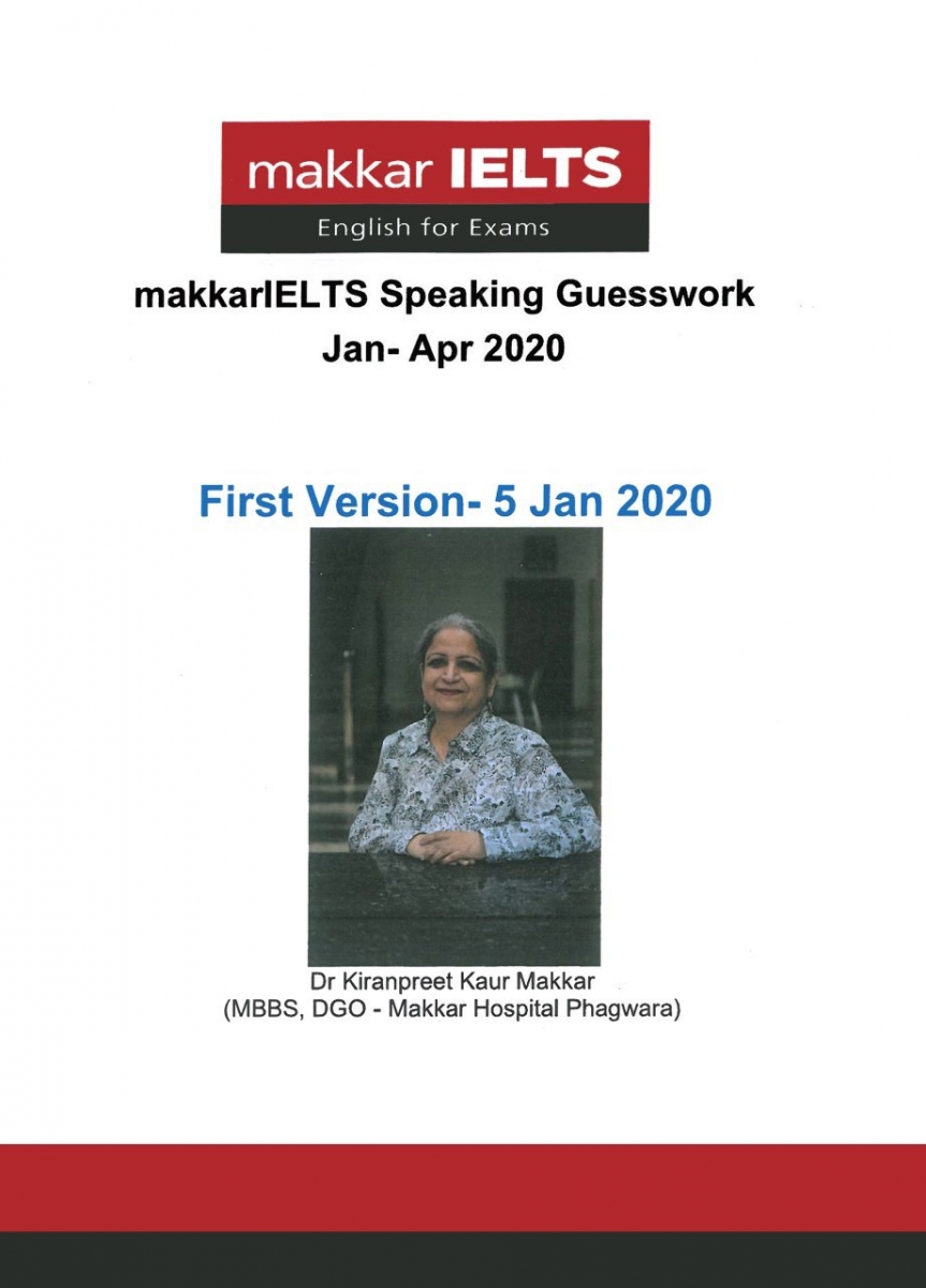 Makkar IELTS Speaking Guesswork Jan-Apr 2023