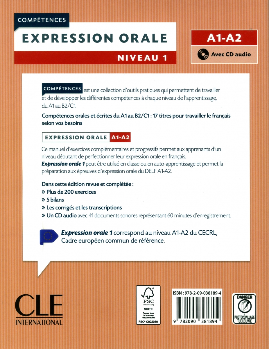 Expression orale 1 - Niveaux A1/A2 + CD - 2eme edition سیاه و سفید