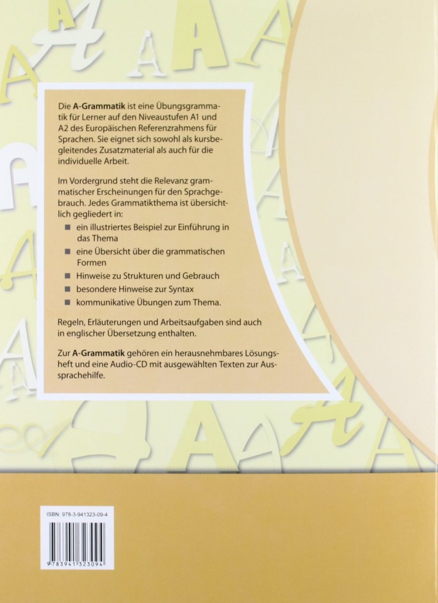 A Grammatik: Übungsgrammatik Deutsch als Fremdsprache, Sprachniveau A1/A2 