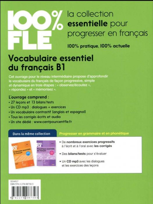  Vocabulaire essentiel du français niv. B1 + CD 100% FLE