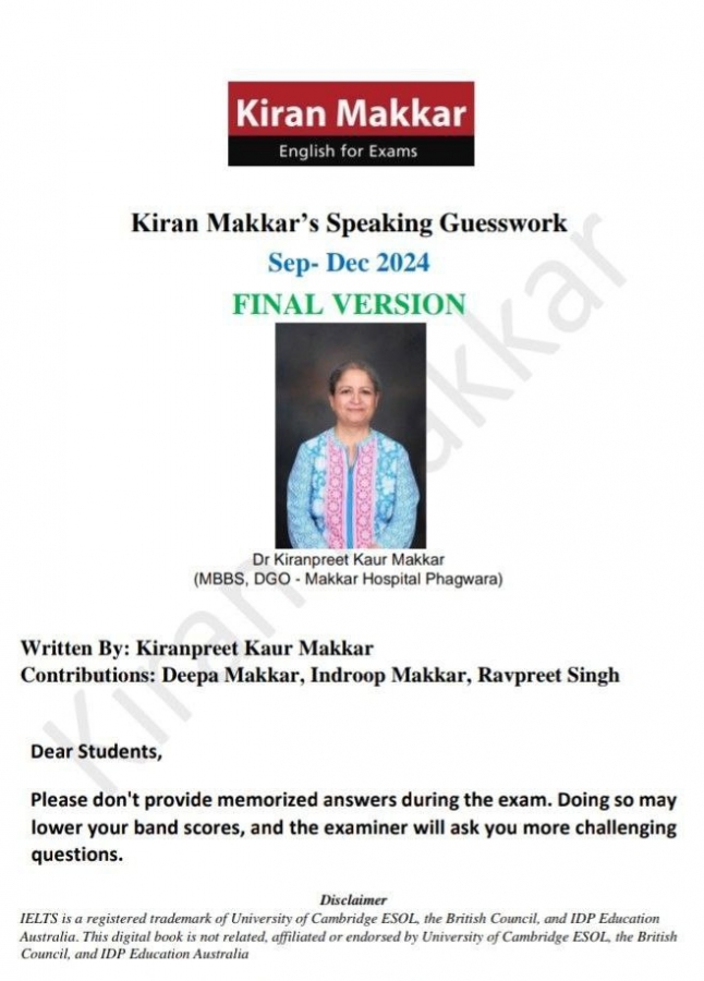 کتاب MAKKAR IELTS SPEAKING GUESSWORK SEP-DEC 2024