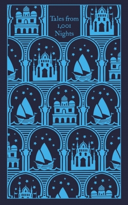 کتاب  tales from 1001 nights translated  by Malcom Lyons Ursula Lynos جلد پارچه ای